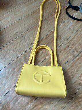 Yellow Embossed Logo Women’s Shoulder Bag